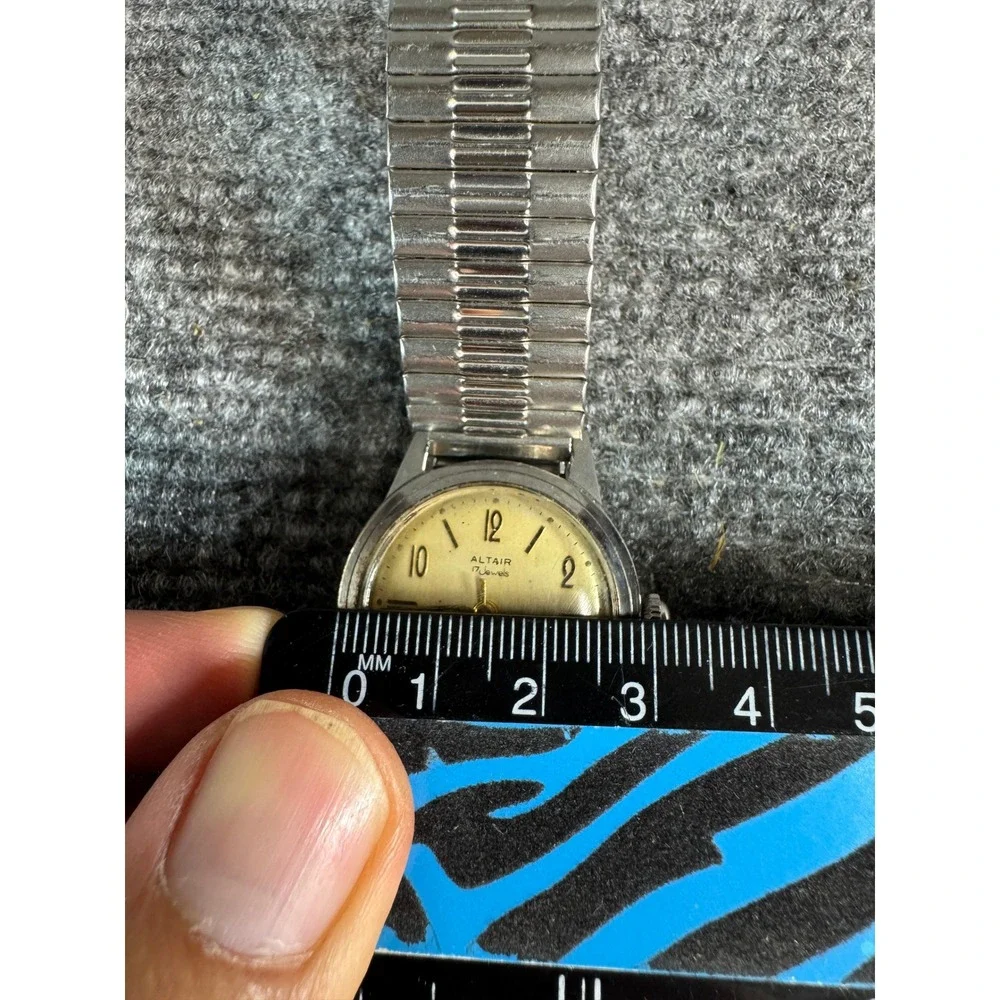 Vintage Altair 17 Jewels Manual Wind Watch Stainless Steel Speidel Band 32mm
